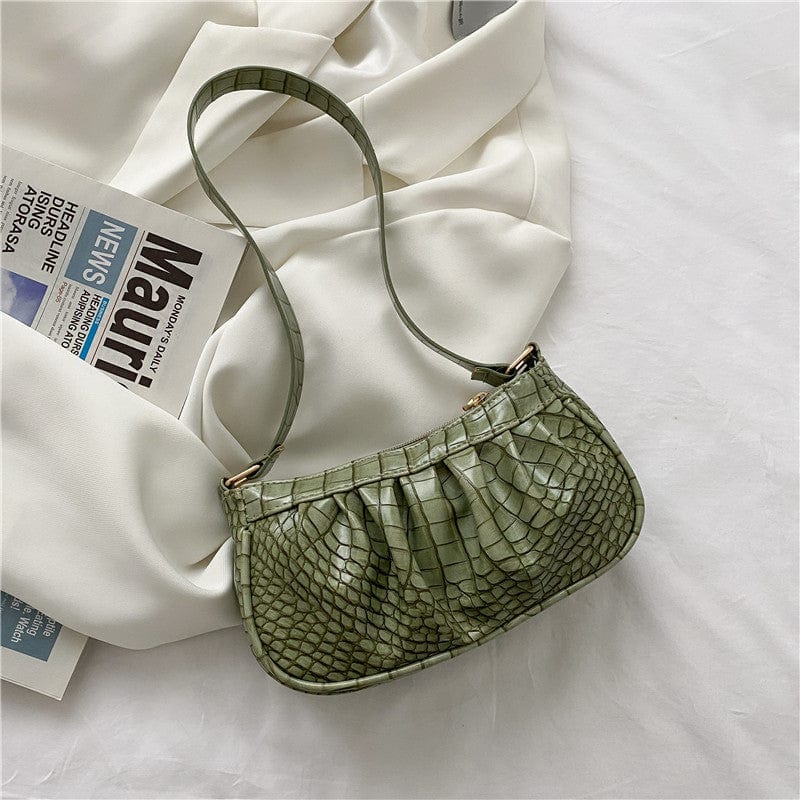 20.5*12*5.5cm / green Alligator Pattern Handbag Totes Women Leather Female Underarm Shoulder Bag