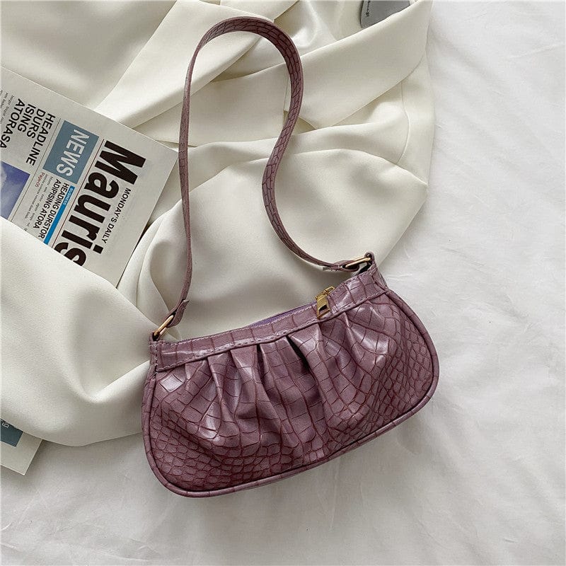 20.5*12*5.5cm / Purple Alligator Pattern Handbag Totes Women Leather Female Underarm Shoulder Bag