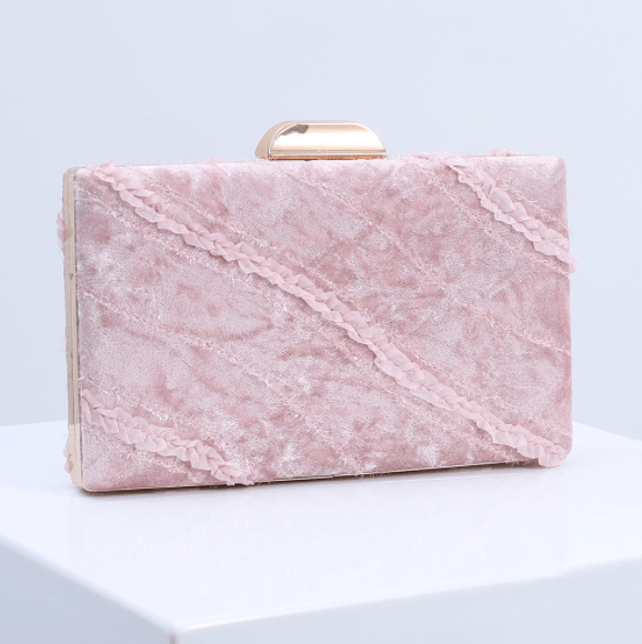 20*5*12cm / #2 New arrival fashion ladies pink clutch purse handbag gathering dating clutch velvet evening bags for women