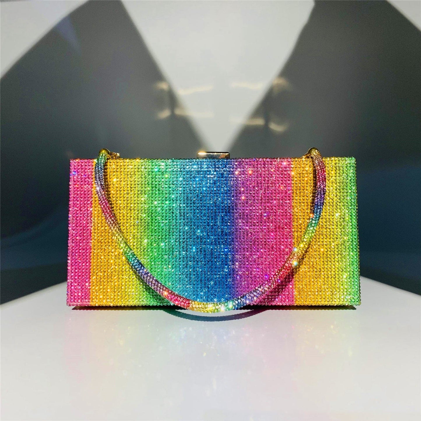20.5(L)*5.7(W)*11 (H)CM / rainbow2 Wholesale Custom Lady Elegant Evening Bag Luxury Women Popular Rainbow Party evening handbags for women