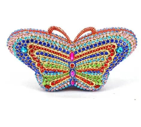 20.5 X 10.5 X 5 CM / Multi 4 Good Quality Wedding Bridal Sparkle Butterfly Shape Clutch Bags Hardcase Rhinestone Crystal Handbag  for Evening Party