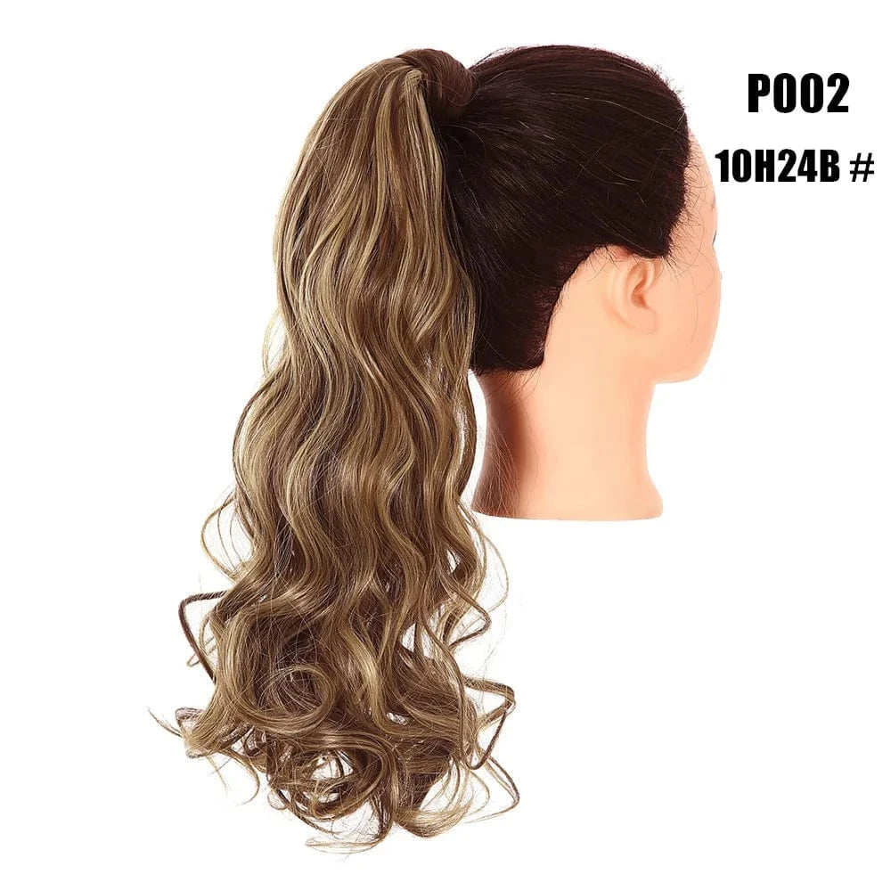 20 Inches / 10H24B SARLA Long Naturel Curly Hairpieces Invisible Clip In Wrap Around Instant  Ponytail Synthetic Hair Tails Ponytails Extensions