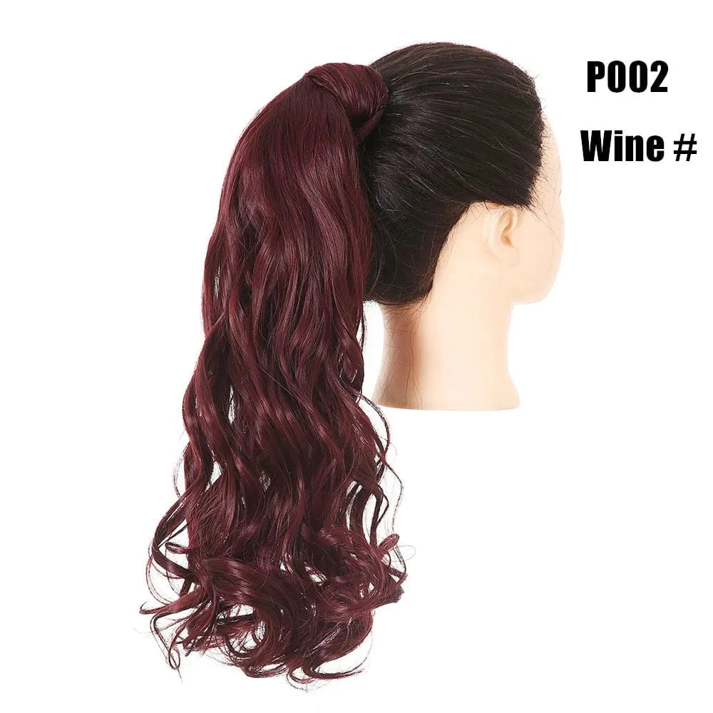 20 Inches / 118# SARLA Long Naturel Curly Hairpieces Invisible Clip In Wrap Around Instant  Ponytail Synthetic Hair Tails Ponytails Extensions