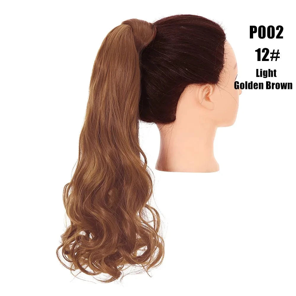 20 Inches / 12# SARLA Long Naturel Curly Hairpieces Invisible Clip In Wrap Around Instant  Ponytail Synthetic Hair Tails Ponytails Extensions