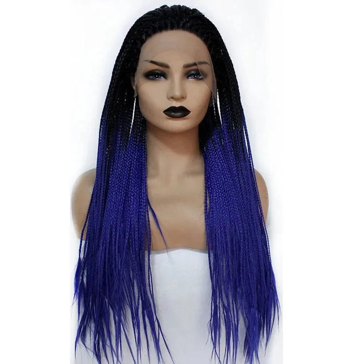 20 Inches / #1b/Blue Best Vendor for Braided Wigs Hair Frontal Lace Box Braiding Hair 13X2.5 13X3 Density 150% Fiber French Curl Braiding Hair