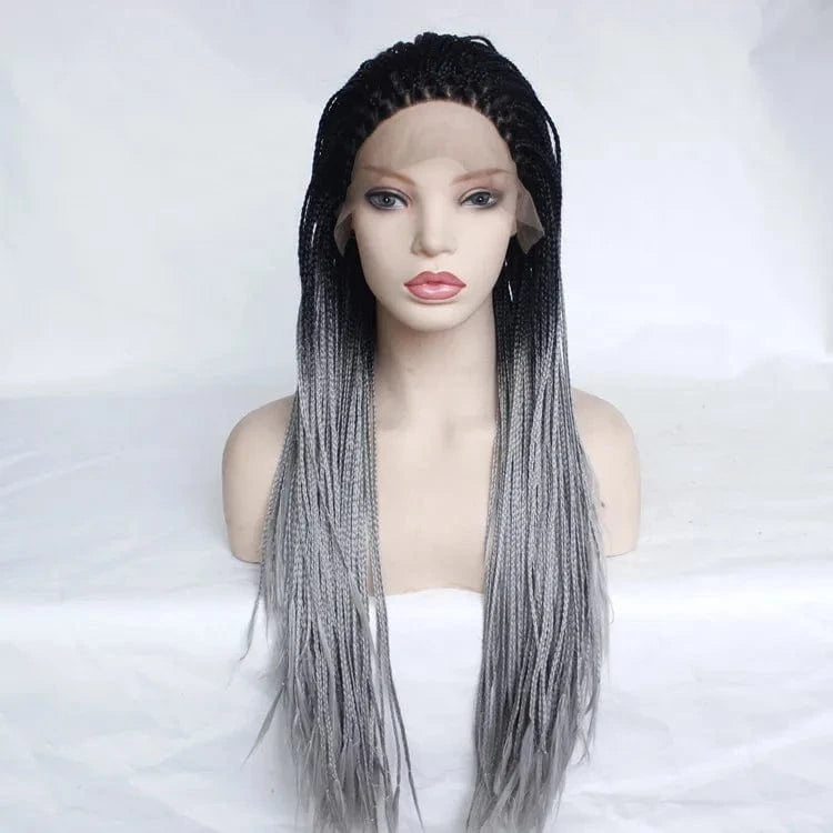 20 Inches / #1b/grey Best Vendor for Braided Wigs Hair Frontal Lace Box Braiding Hair 13X2.5 13X3 Density 150% Fiber French Curl Braiding Hair