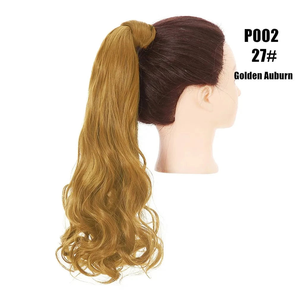 20 Inches / 27# SARLA Long Naturel Curly Hairpieces Invisible Clip In Wrap Around Instant  Ponytail Synthetic Hair Tails Ponytails Extensions