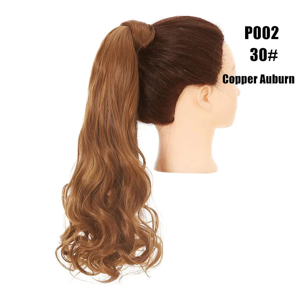 20 Inches / 30# SARLA Long Naturel Curly Hairpieces Invisible Clip In Wrap Around Instant  Ponytail Synthetic Hair Tails Ponytails Extensions