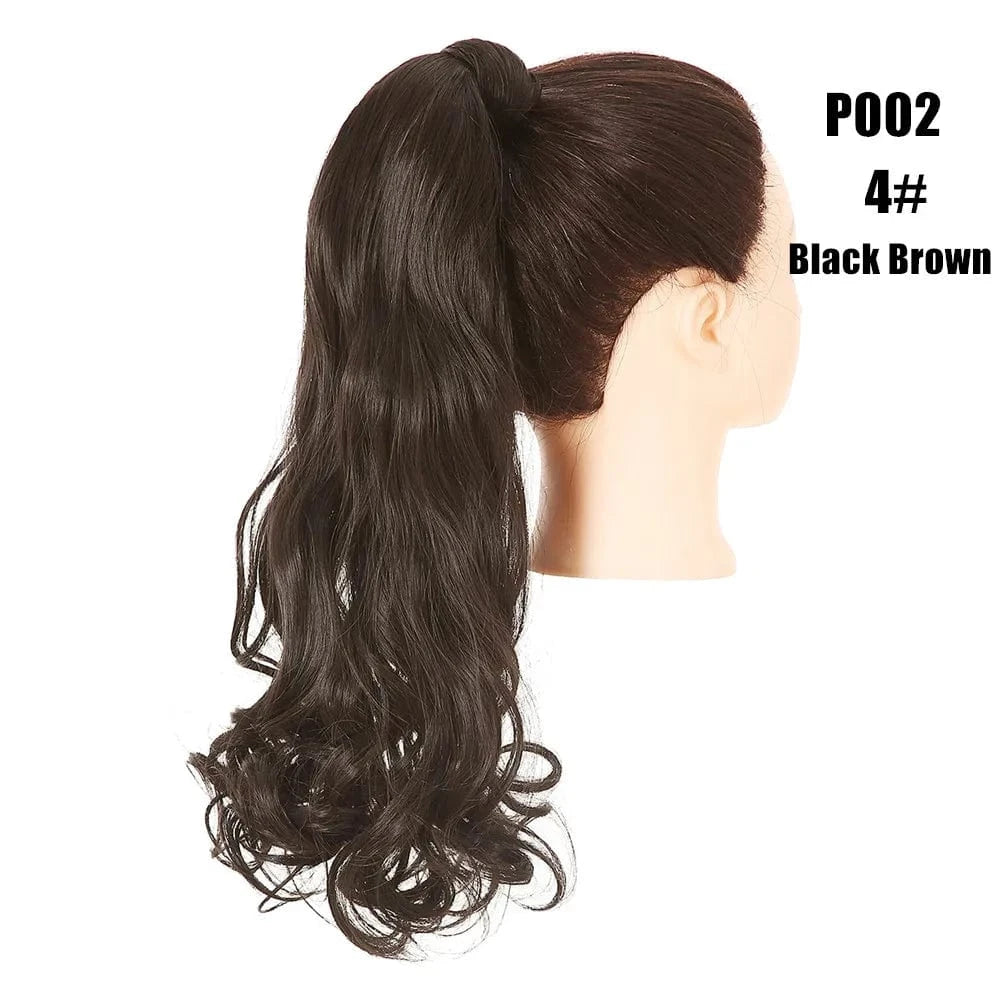 20 Inches / 4# SARLA Long Naturel Curly Hairpieces Invisible Clip In Wrap Around Instant  Ponytail Synthetic Hair Tails Ponytails Extensions