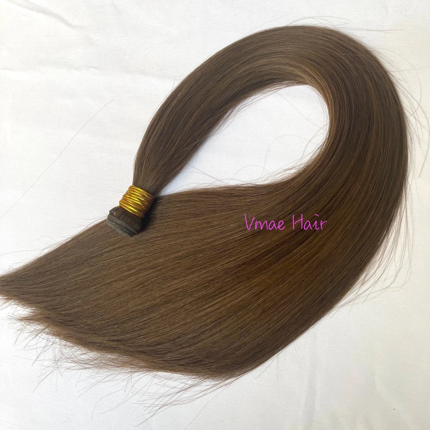 20 Inches / #4 VMAE Peruvian Virgin Unprocessed Raw Cuticle Aligned Double Drawn Straight Hand Tied Flat Genius Weft Hair Extensions Human Hair