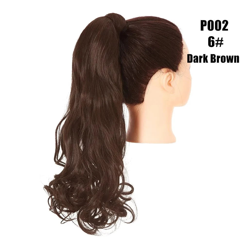 20 Inches / 6# SARLA Long Naturel Curly Hairpieces Invisible Clip In Wrap Around Instant  Ponytail Synthetic Hair Tails Ponytails Extensions