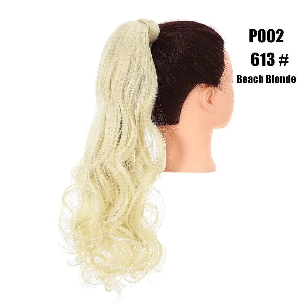 20 Inches / 613# SARLA Long Naturel Curly Hairpieces Invisible Clip In Wrap Around Instant  Ponytail Synthetic Hair Tails Ponytails Extensions