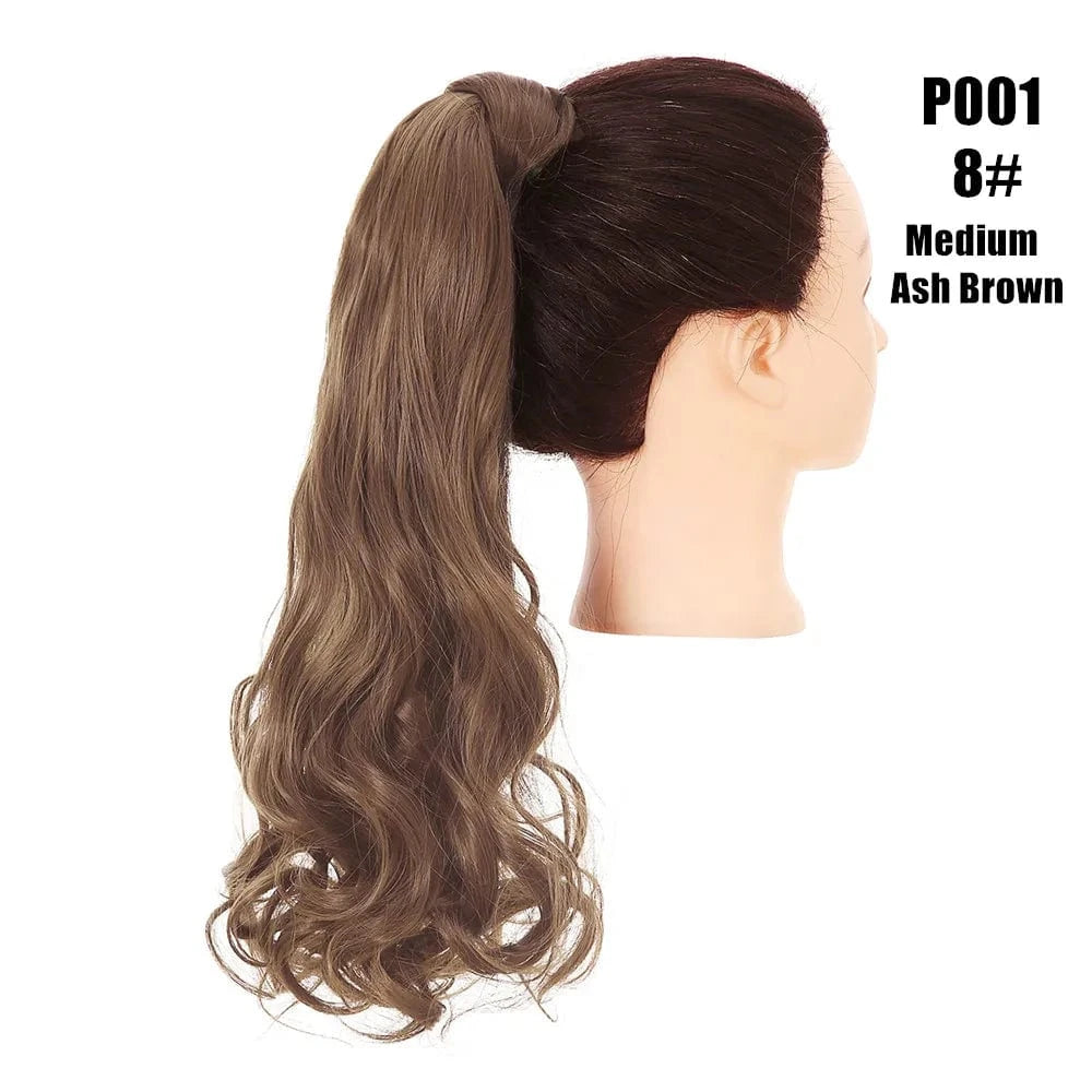 20 Inches / 8# SARLA Long Naturel Curly Hairpieces Invisible Clip In Wrap Around Instant  Ponytail Synthetic Hair Tails Ponytails Extensions
