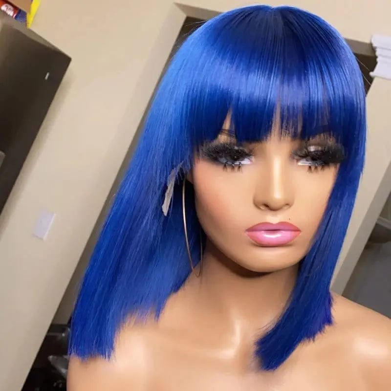 20 Inches / Blue Color Blue Color Bob Human Hair Wigs