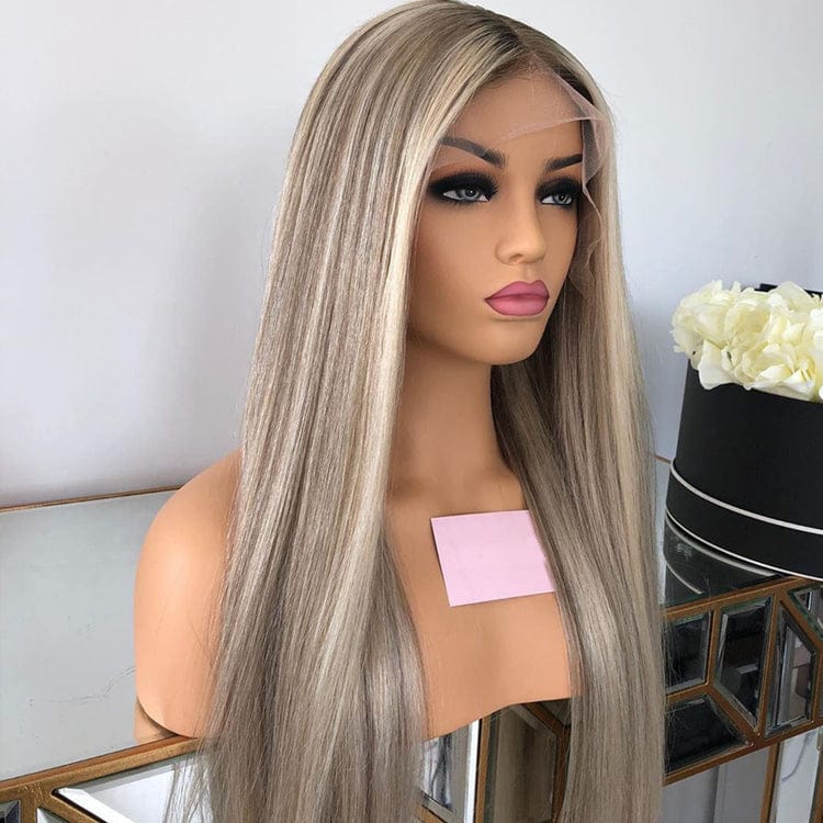 20 Inches / Color 24 Transparent Lace Platinum Blonde Body Wave Pre Plucked European Virgin Human Hair Lace Front Wig
