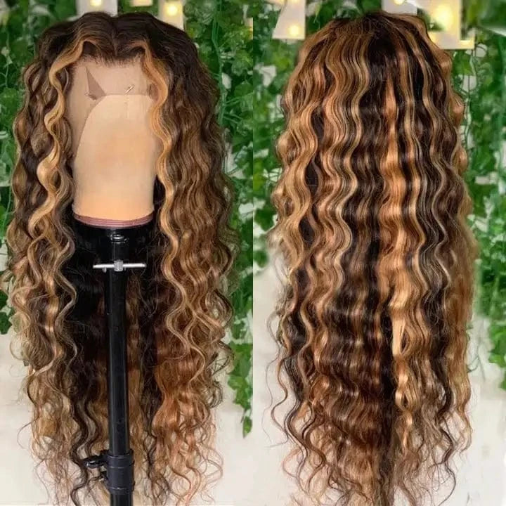 20 Inches / Deep Wave Highlight Brazilian Cuticle Aligned Cheap Lace Wig Vendors Bone Straight Human Hair Lace Wig 100% Human Hair Wigs