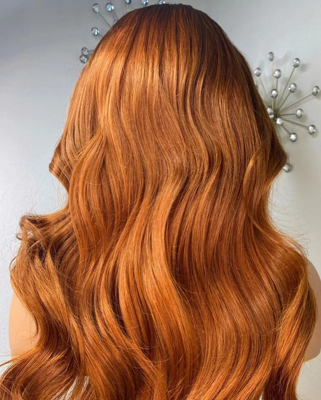 20 Inches / Ginger Orange Color Ginger Orange Long Baby Wave Pre-plucked Brazilian Cuticle Aligned Human Hair Lace Front Wigs