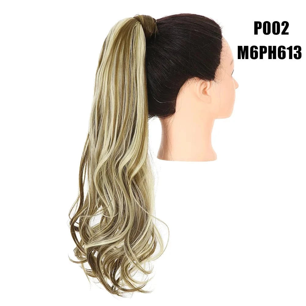 20 Inches / M6PH613# SARLA Long Naturel Curly Hairpieces Invisible Clip In Wrap Around Instant  Ponytail Synthetic Hair Tails Ponytails Extensions