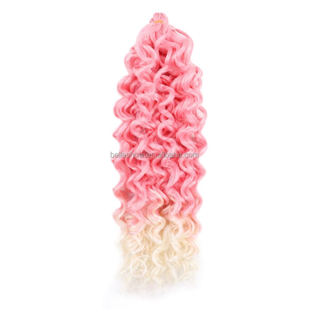 20 Inches / Pink/613# Ocean Wave Braiding Hair Extensions Crochet Braids Synthetic Hair Hawaii Afro Curl Ombre Curly Blonde Water Hawaii Curl Hair