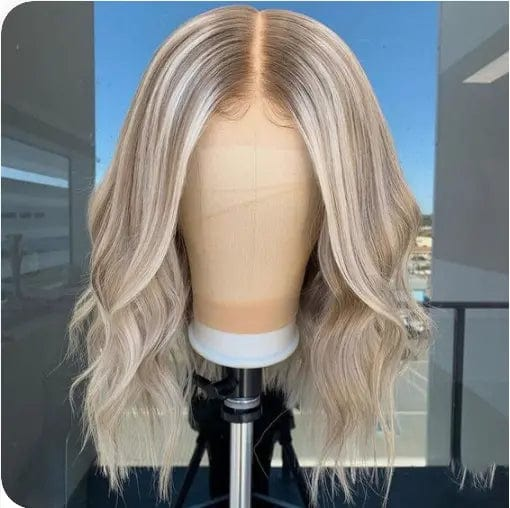 20 Inches / # style1 130%density Cuticle Aligned Brown Blonde Highlight Color Water Wave Wig