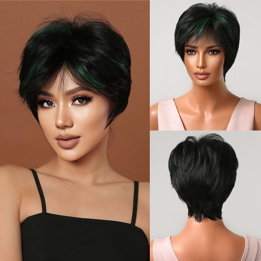2020-5 Factory stock Short Straight Synthetic Wigs for Women Blonde to Brown Ombre Bob Wigs with Bangs Daily Heat Resistant Hair