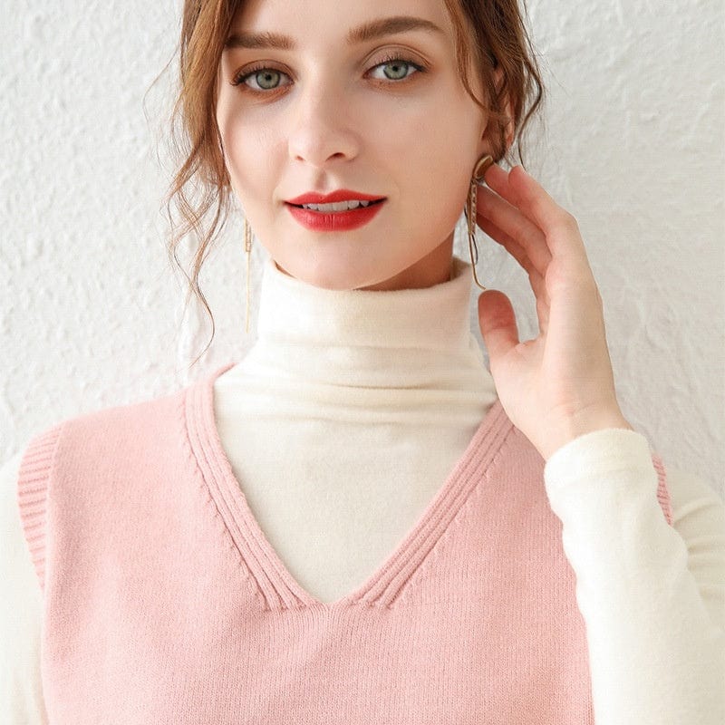 2022 Autumn And Winter New Vest Jacket Women's Sleeveless Sweater Knitted Pullover V-Neck Outer Wear For Women