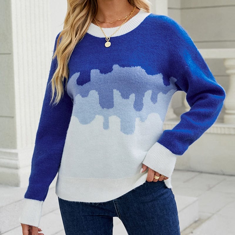 2022 Autumn And Winter New Women's Knitwear Loose Pullover Gradient Color Sweater For Women