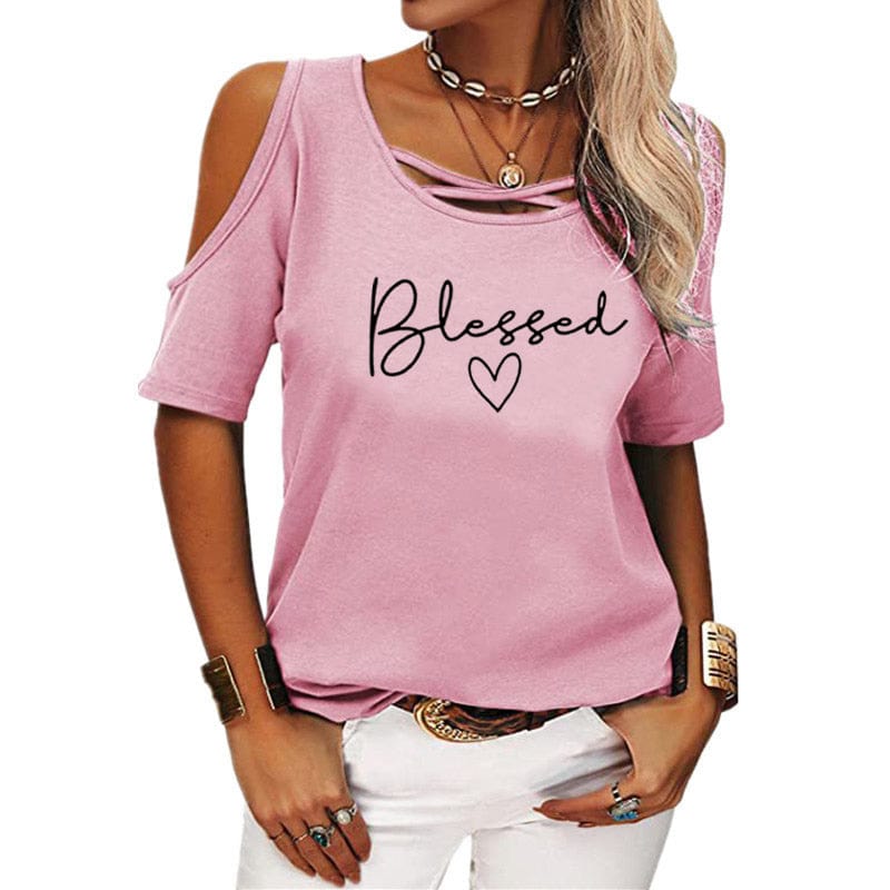 2022 Blessed shirts for women drop shoulder t-shirts american clothing tshirts with logo custom logo printed y2k cotton shirt