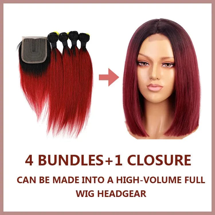 2022 blond Ombre red brown color Bone Straight Hair
