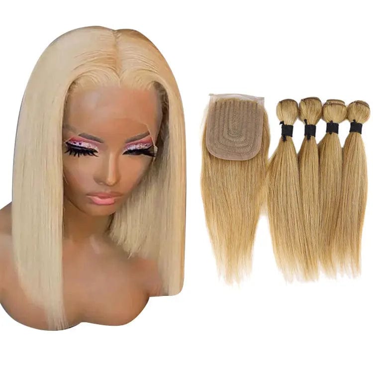 2022 blond Ombre red brown color Bone Straight Hair