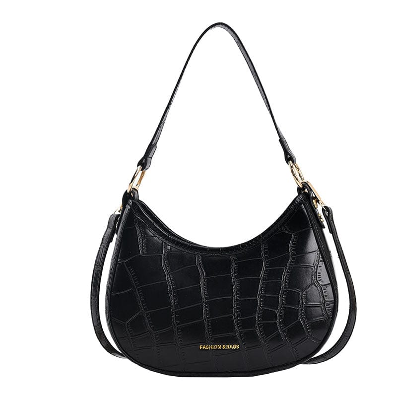 2022 Crocodile Pattern Half Moon Shoulder Bags Small Underarm PU Leather Purses and Handbags Luxury Women