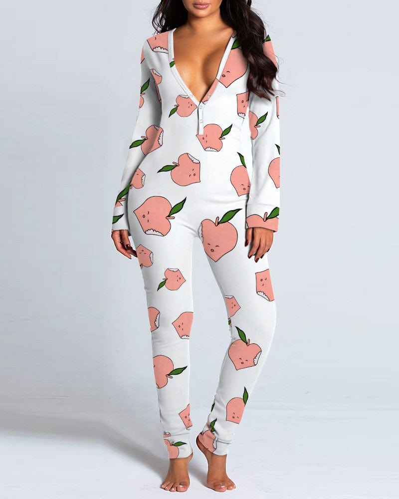 2022 custom logo solid color long sleeve adult for women pajamas jumpsuit pajamas with butt flap women's sleepwear