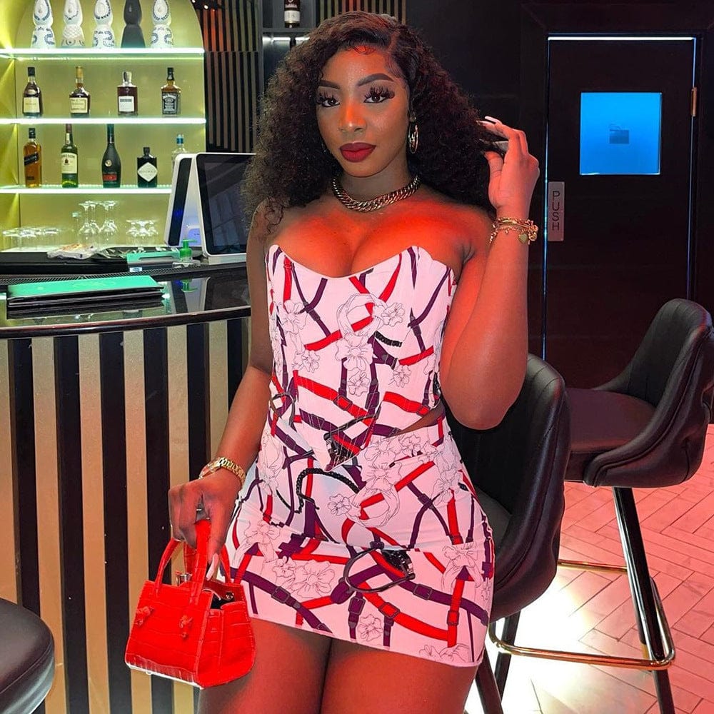 2022 Custom Logo Summer New Slim Two Piece Set Women Sleeveless Crop Top and Skirt Two Piece Set Zipper Contrast Color Suit