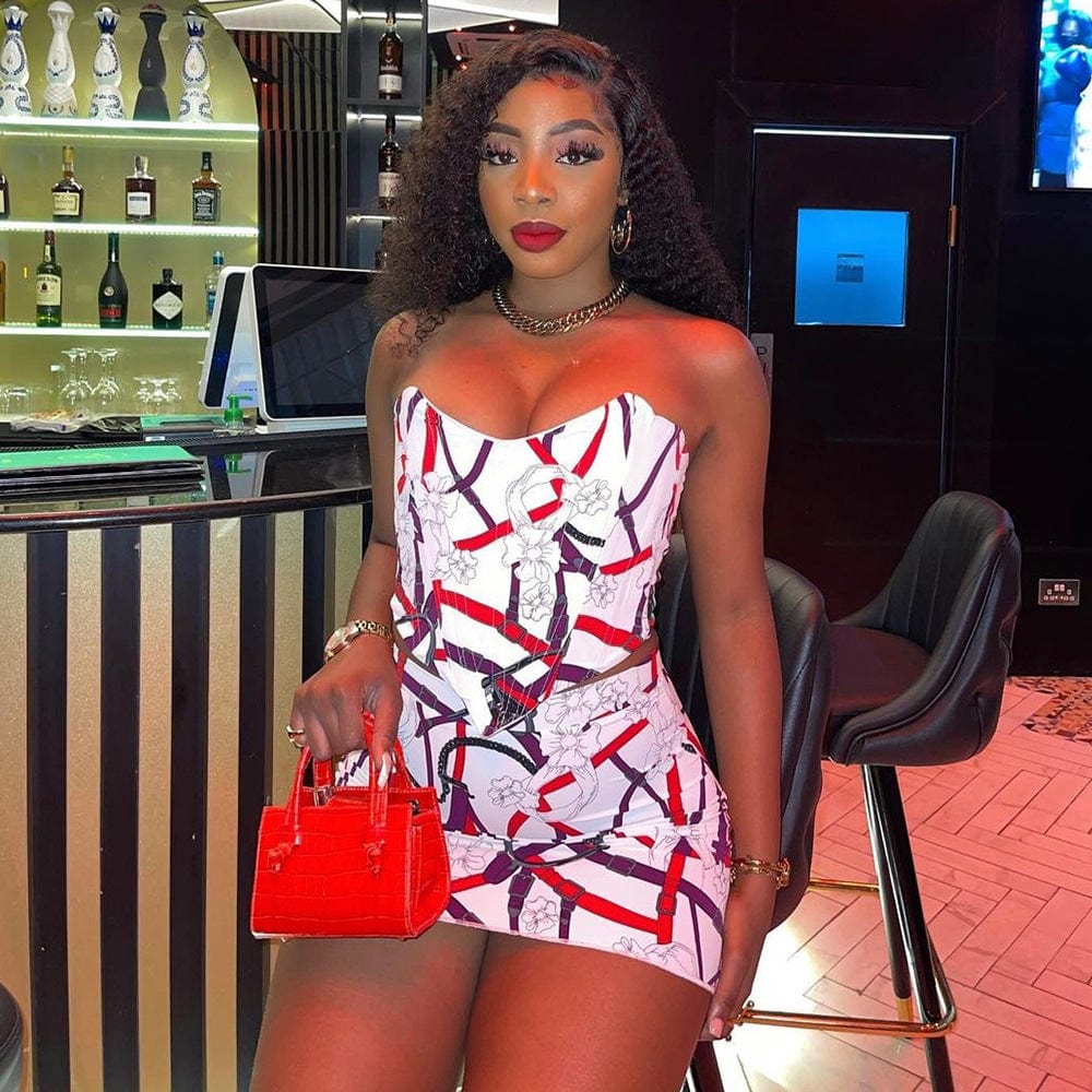 2022 Custom Logo Summer New Slim Two Piece Set Women Sleeveless Crop Top and Skirt Two Piece Set Zipper Contrast Color Suit