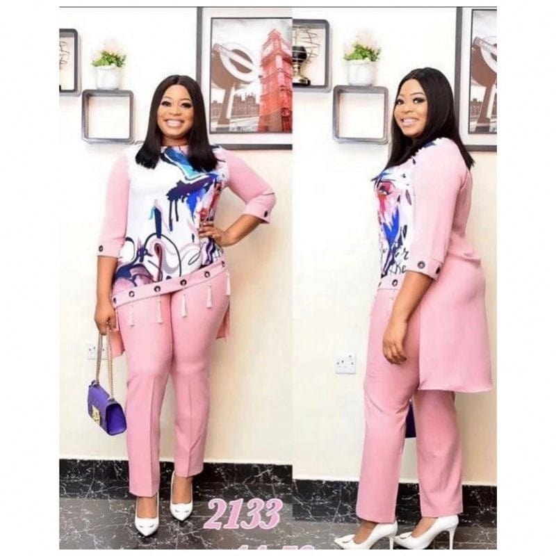 2022 Dashiki African 2 Colors New Fashion Suit (Dress And Trousers) For Lady