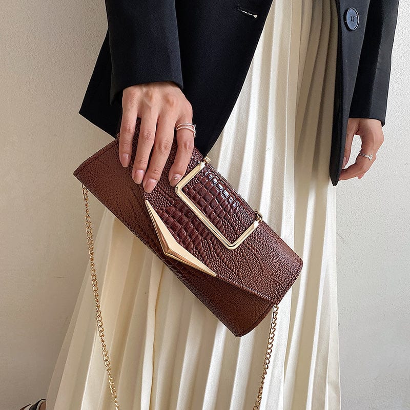 2022 Designer Crocodile Handbag Pu Leather Ladies Hand Bags Chains Shoulder Clutch Purse for Women Luxury