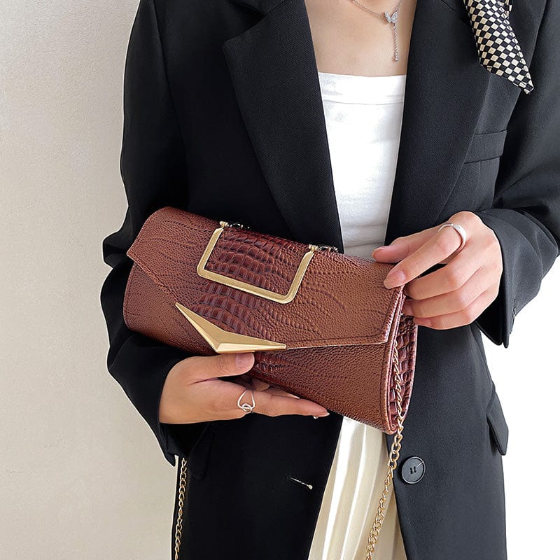 2022 Designer Crocodile Handbag Pu Leather Ladies Hand Bags Chains Shoulder Clutch Purse for Women Luxury