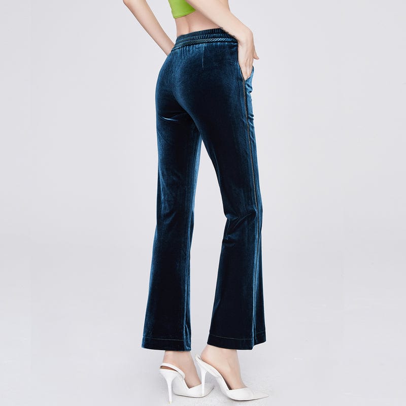 2022 Diamond-studded elastic waist Velvet fabric Straight casual plus size women's pants & trousers 21096