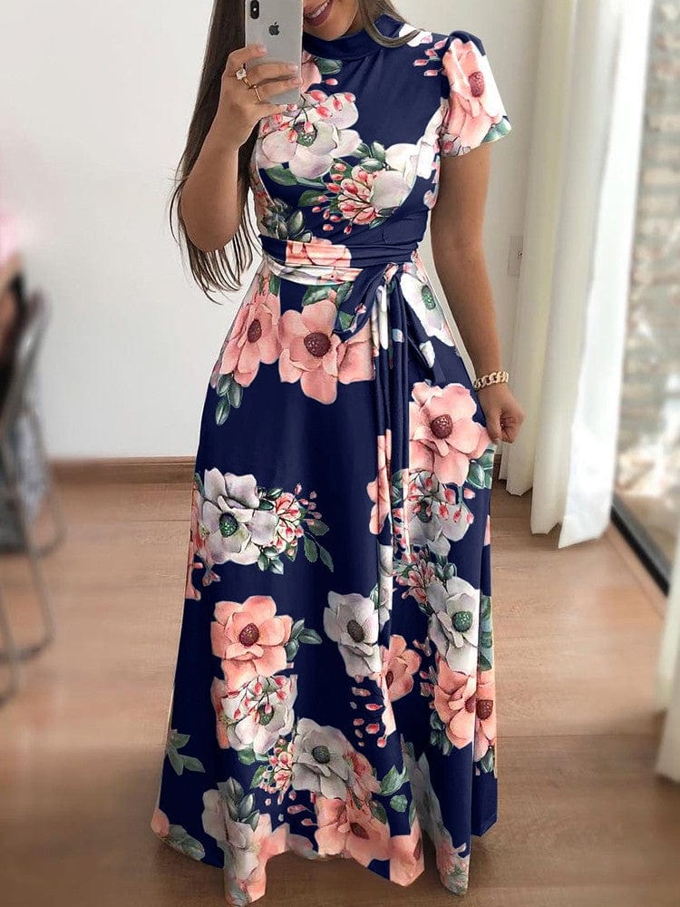 2022 European Clothing Plus Size Women Clothing Casual Dress 4xl 5xl Floral Layered Ruffle Off Shoulder Plus Size Maxi Dress
