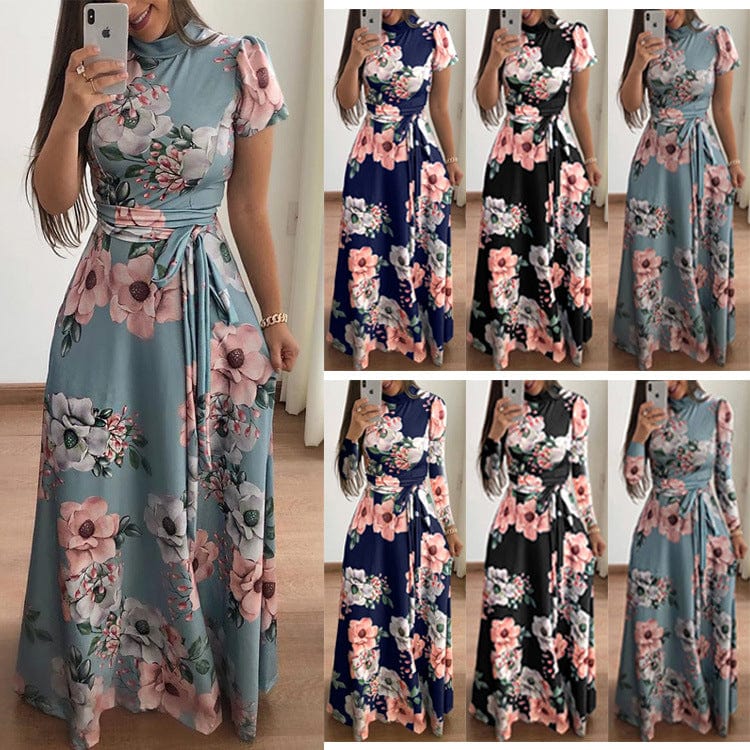 2022 European Clothing Plus Size Women Clothing Casual Dress 4xl 5xl Floral Layered Ruffle Off Shoulder Plus Size Maxi Dress