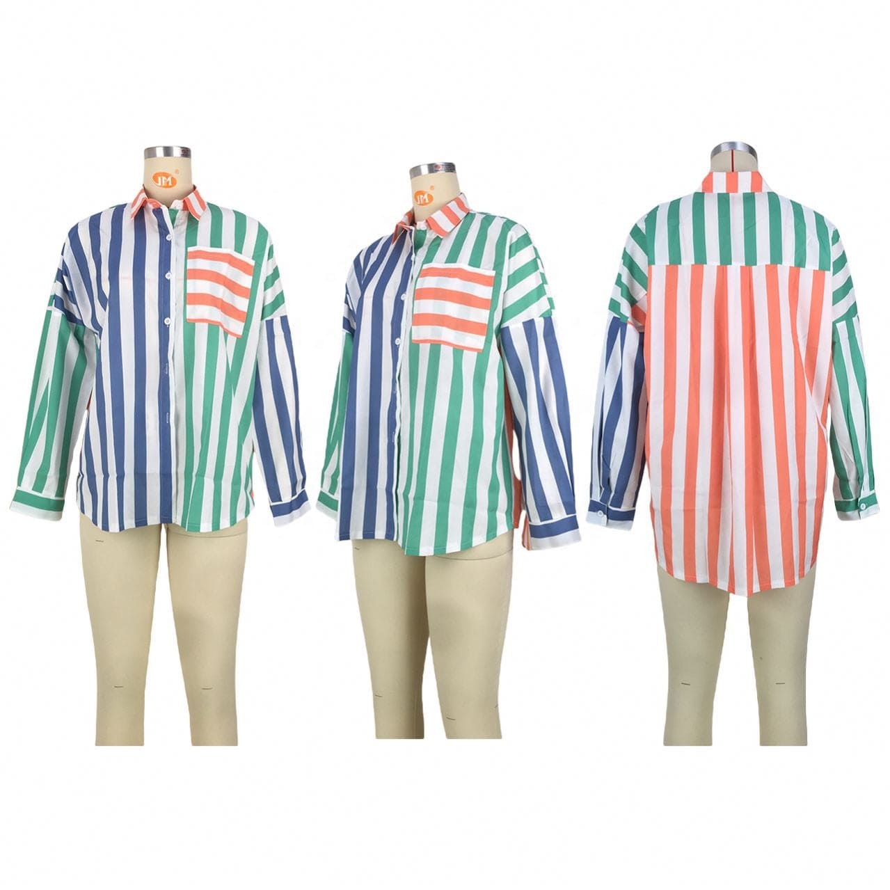 2022 fall new arrival striped casual boyfriend style shirts plus size women's blouses