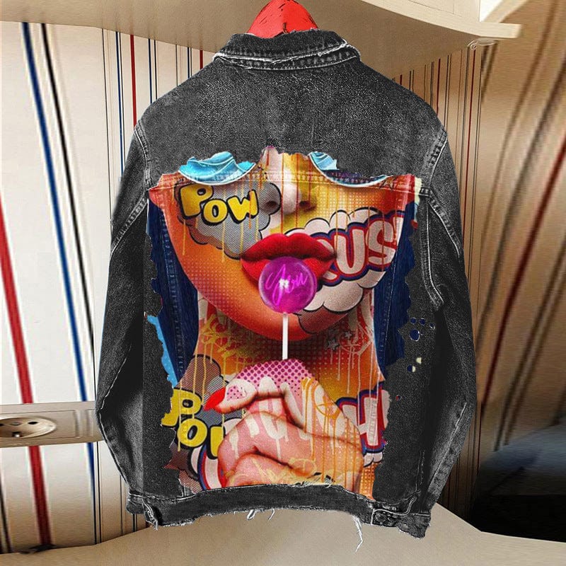 2022 Fall Women Clothes Fashion Long Sleeve Denim Jacket Women Cartoon Print Jeans Jacket Coats Streetwear