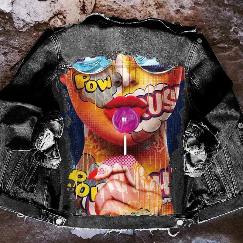 2022 Fall Women Clothes Fashion Long Sleeve Denim Jacket Women Cartoon Print Jeans Jacket Coats Streetwear