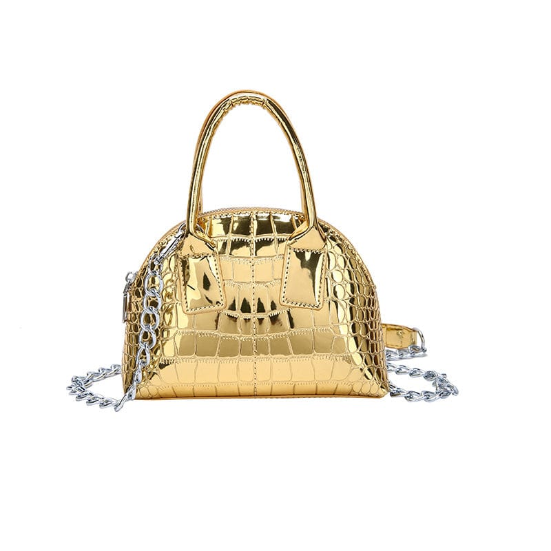 2022 Fashion Chains Design Shell Shape Handbag Small Shiny Patent Leather Bags Women Handbags Ladies Luxury