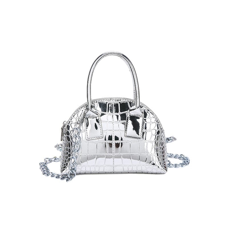 2022 Fashion Chains Design Shell Shape Handbag Small Shiny Patent Leather Bags Women Handbags Ladies Luxury