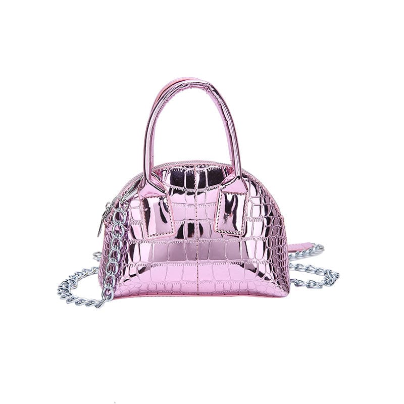 2022 Fashion Chains Design Shell Shape Handbag Small Shiny Patent Leather Bags Women Handbags Ladies Luxury