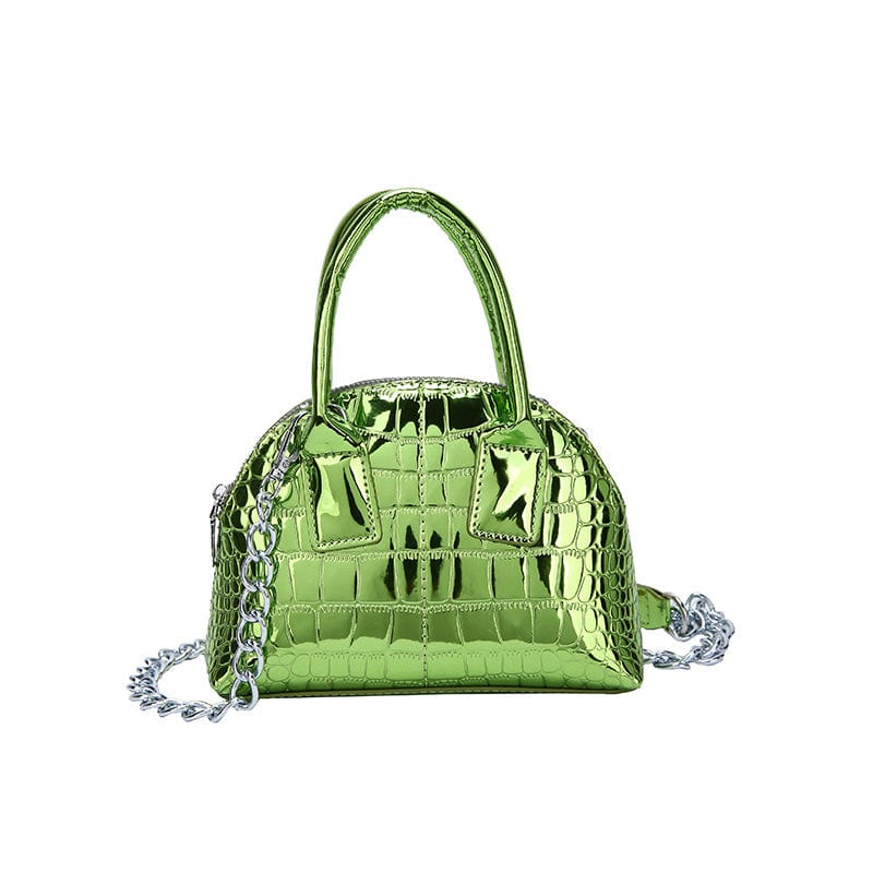 2022 Fashion Chains Design Shell Shape Handbag Small Shiny Patent Leather Bags Women Handbags Ladies Luxury