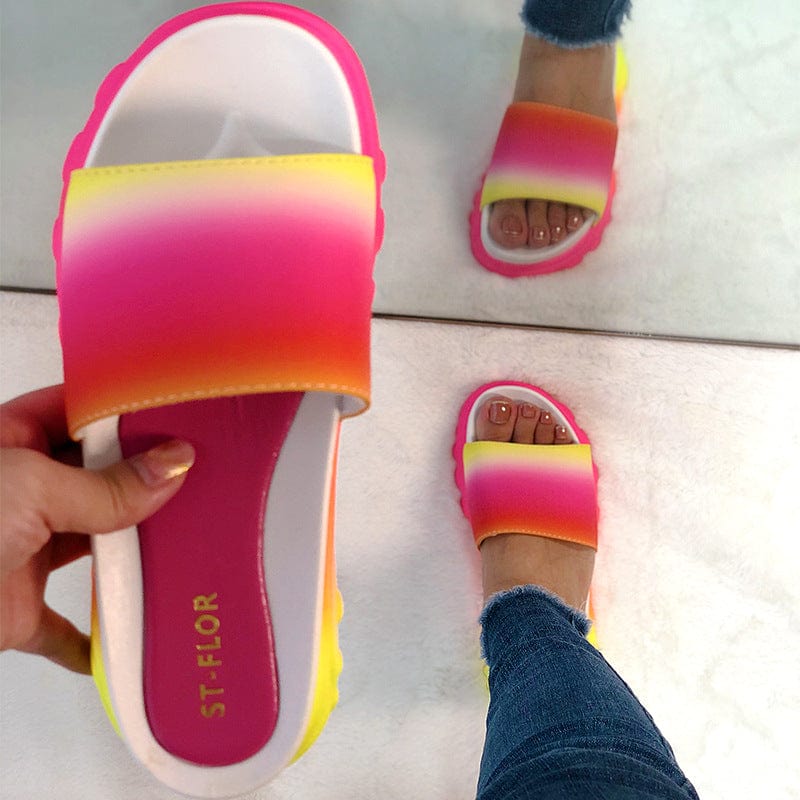 2022 Fashion Student Colorful Sport Ladies Candy Multi Color Platform Women's Jelly Sandals