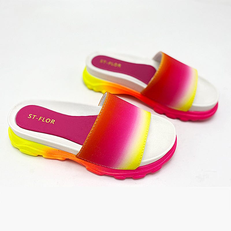 2022 Fashion Student Colorful Sport Ladies Candy Multi Color Platform Women's Jelly Sandals