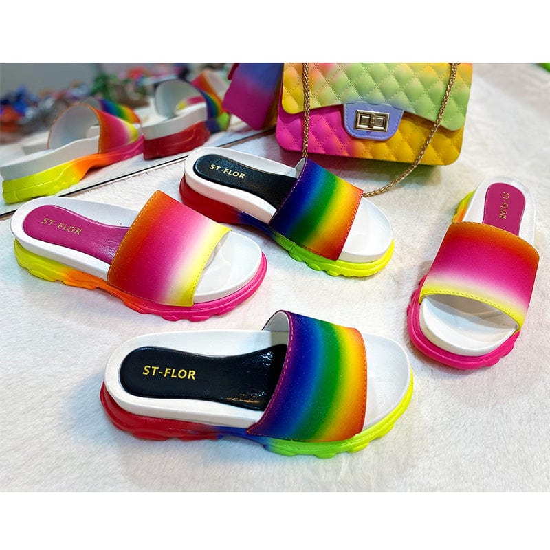 2022 Fashion Student Colorful Sport Ladies Candy Multi Color Platform Women's Jelly Sandals
